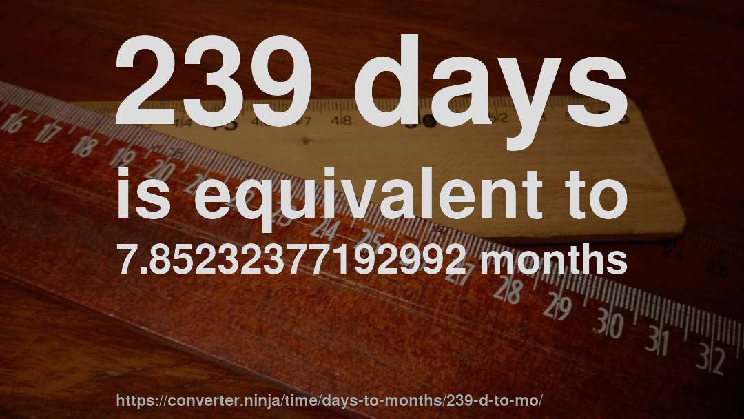 239 days is equivalent to 7.85232377192992 months