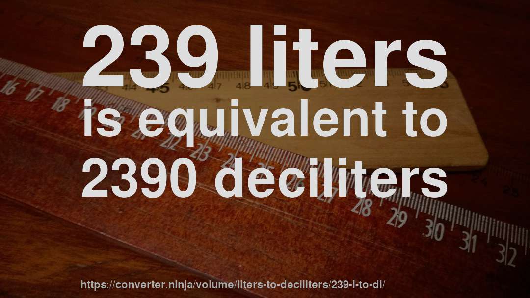 239 liters is equivalent to 2390 deciliters