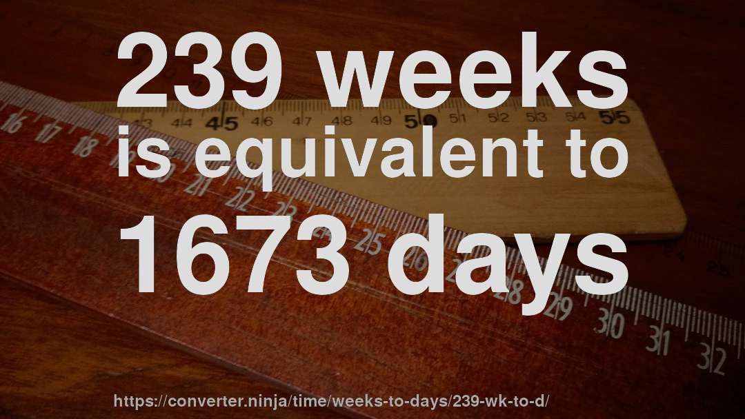 239 weeks is equivalent to 1673 days