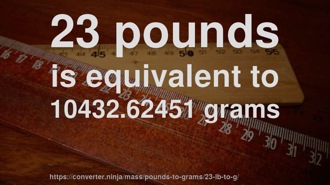 23 pounds is equivalent to 10432.62451 grams