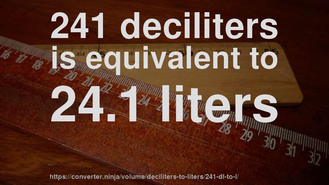 241 deciliters is equivalent to 24.1 liters