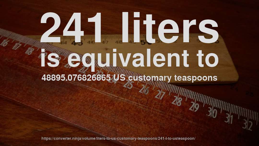 241 liters is equivalent to 48895.076826865 US customary teaspoons