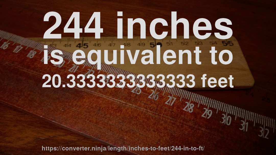 244 inches is equivalent to 20.3333333333333 feet