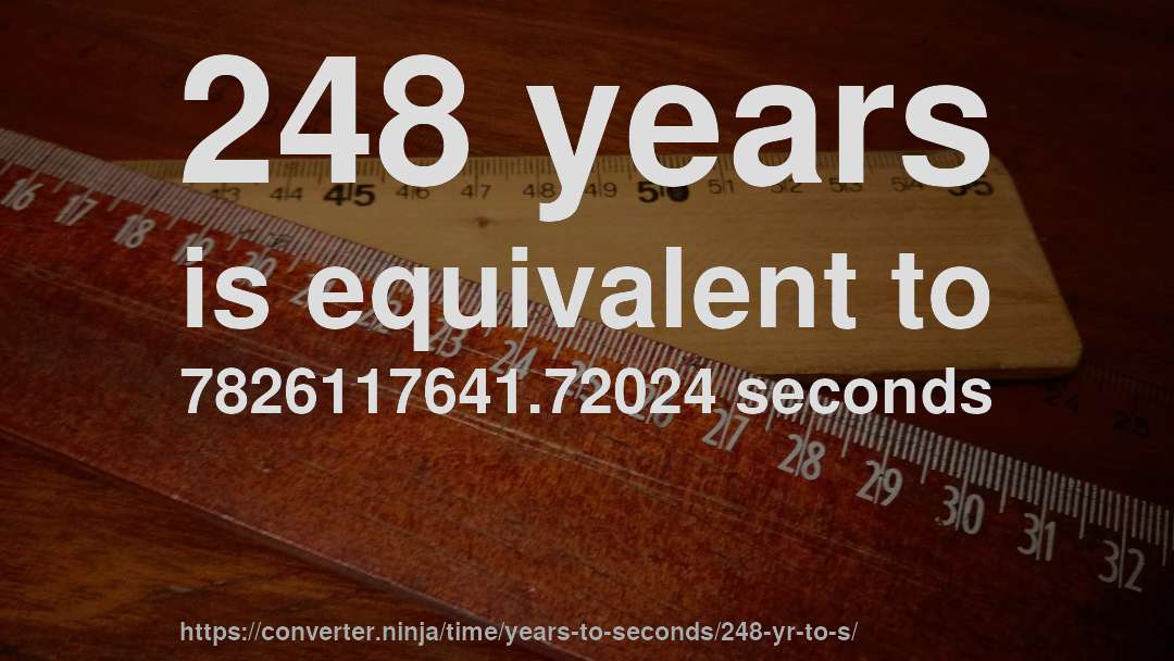 248 years is equivalent to 7826117641.72024 seconds
