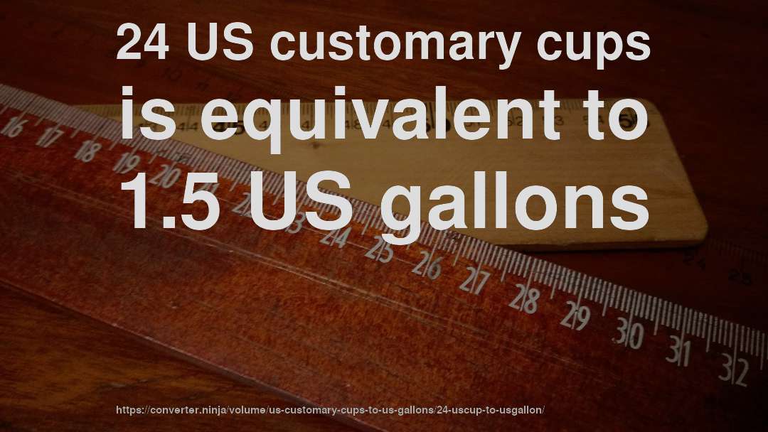 24 US customary cups is equivalent to 1.5 US gallons