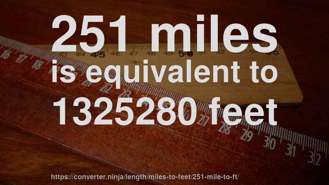 251 miles is equivalent to 1325280 feet