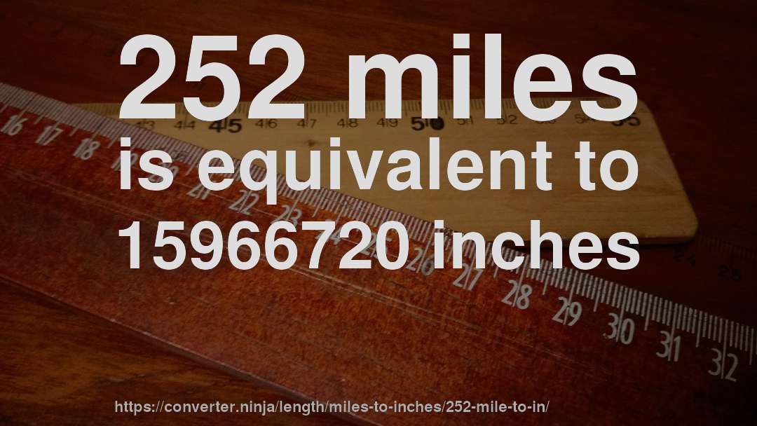 252 miles is equivalent to 15966720 inches