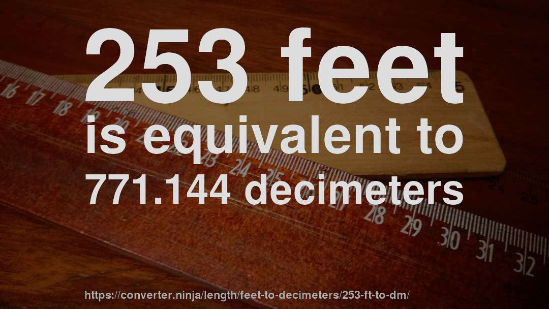 253 feet is equivalent to 771.144 decimeters
