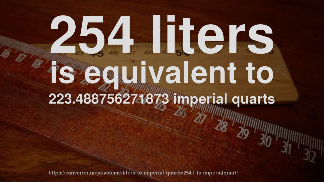 254 liters is equivalent to 223.488756271873 imperial quarts