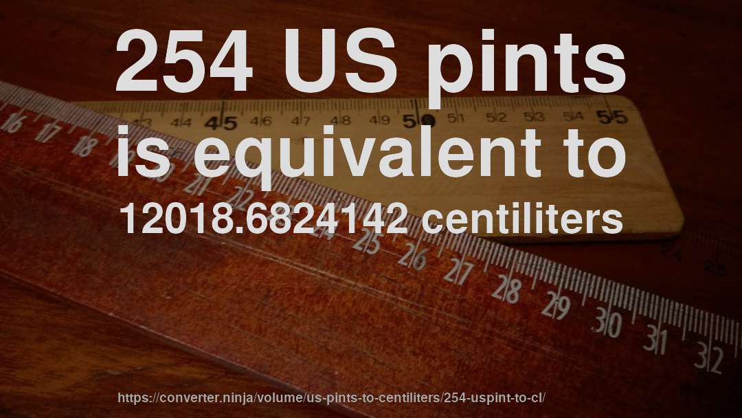 254 US pints is equivalent to 12018.6824142 centiliters