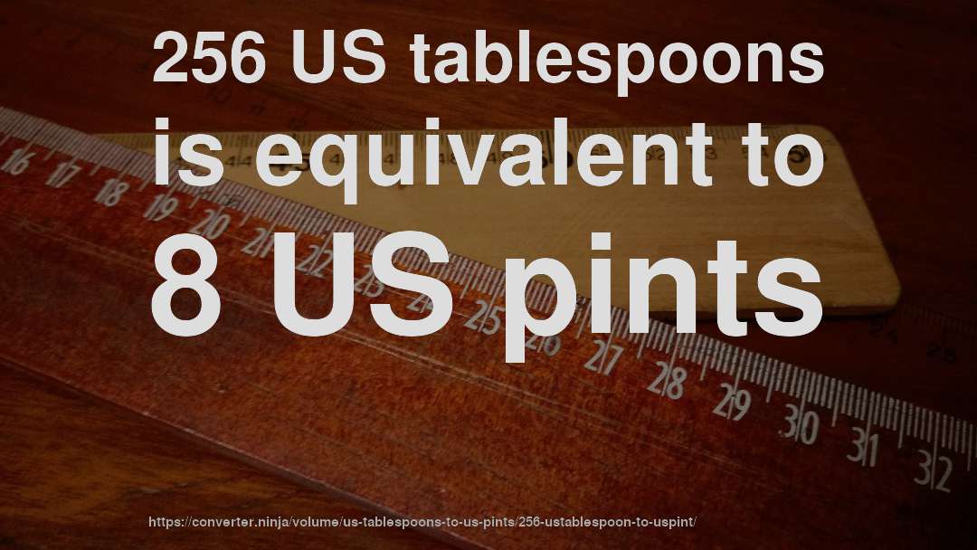 256 US tablespoons is equivalent to 8 US pints