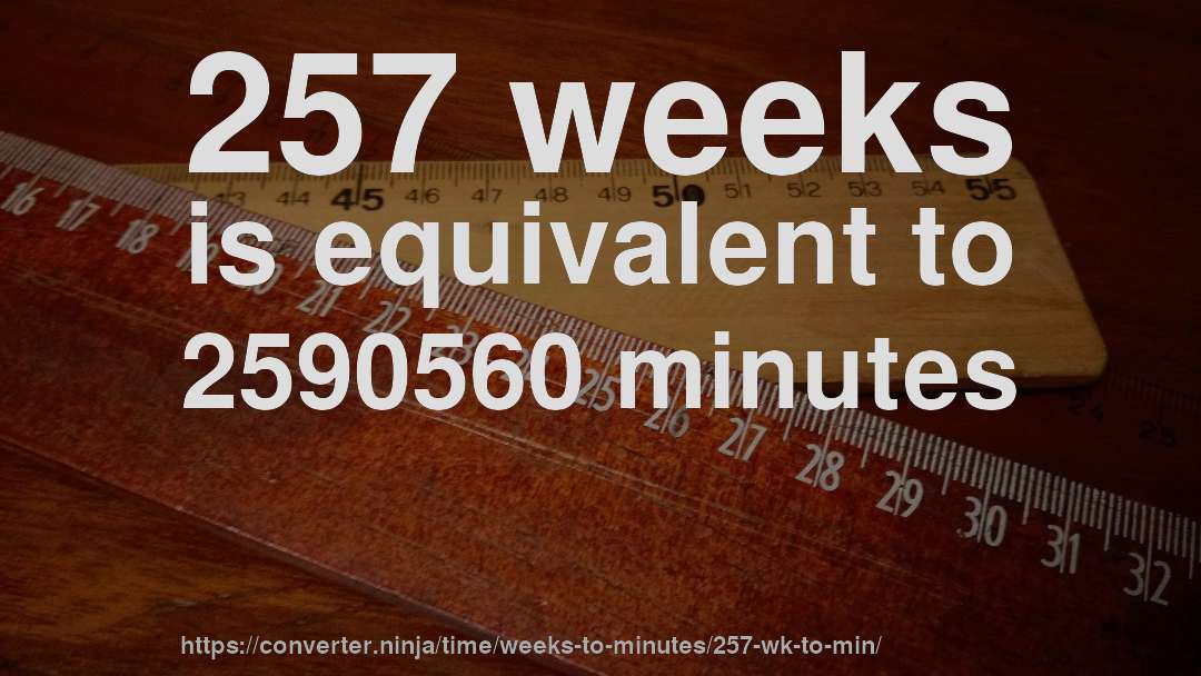257 weeks is equivalent to 2590560 minutes