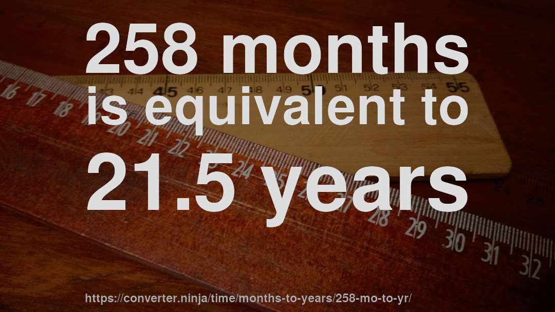 258 months is equivalent to 21.5 years
