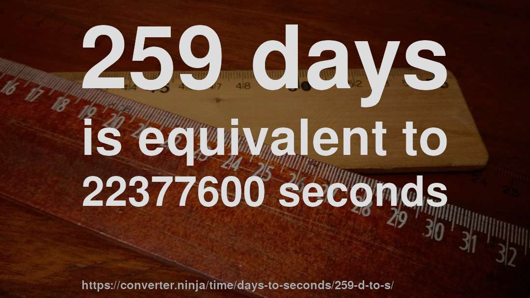259 days is equivalent to 22377600 seconds