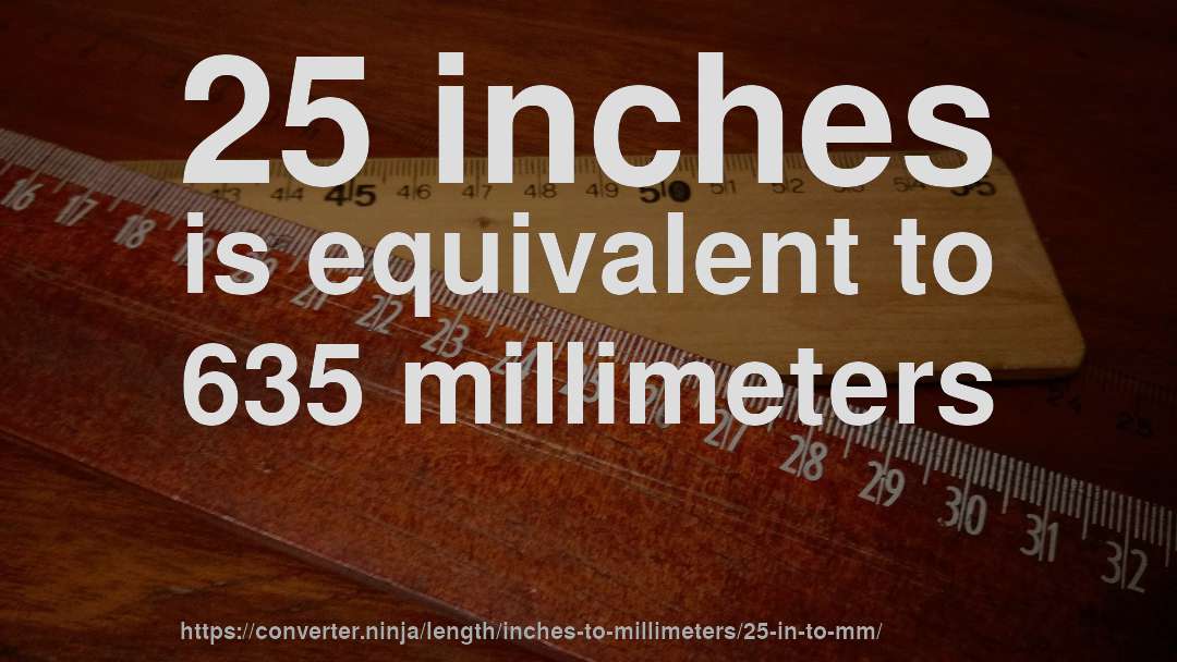 25 inches is equivalent to 635 millimeters