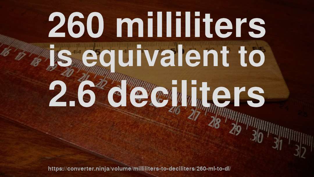 260 milliliters is equivalent to 2.6 deciliters