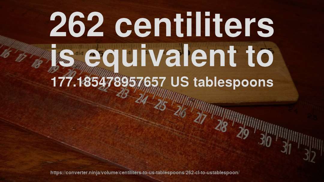262 centiliters is equivalent to 177.185478957657 US tablespoons
