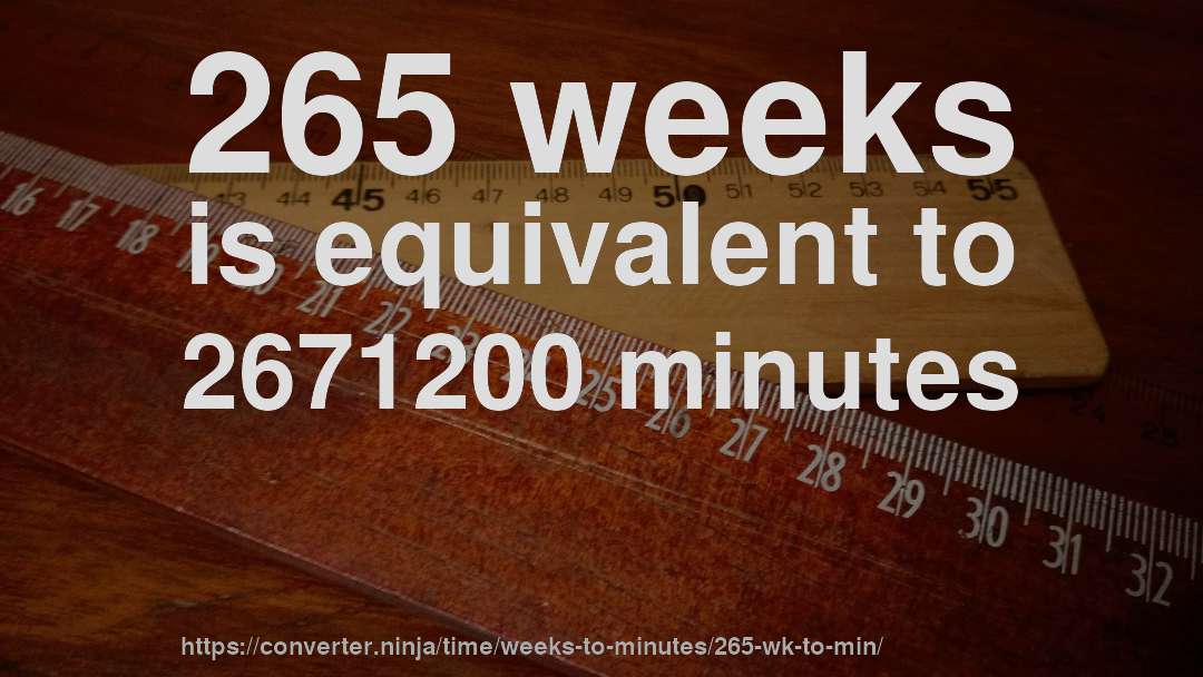 265 weeks is equivalent to 2671200 minutes