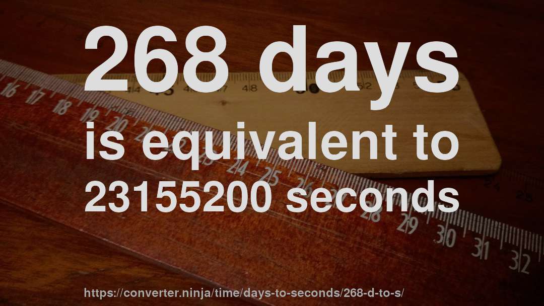 268 days is equivalent to 23155200 seconds