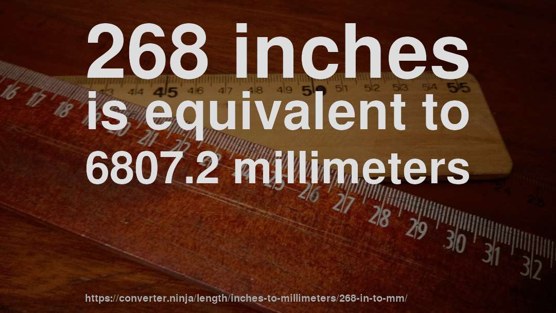 268 inches is equivalent to 6807.2 millimeters