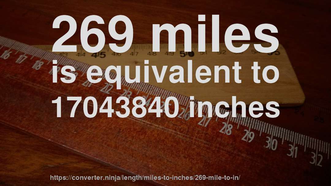 269 miles is equivalent to 17043840 inches