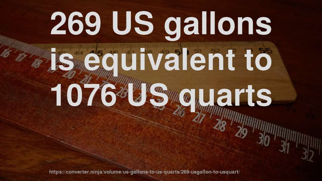 269 US gallons is equivalent to 1076 US quarts