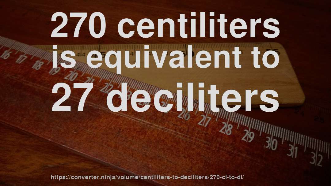 270 centiliters is equivalent to 27 deciliters