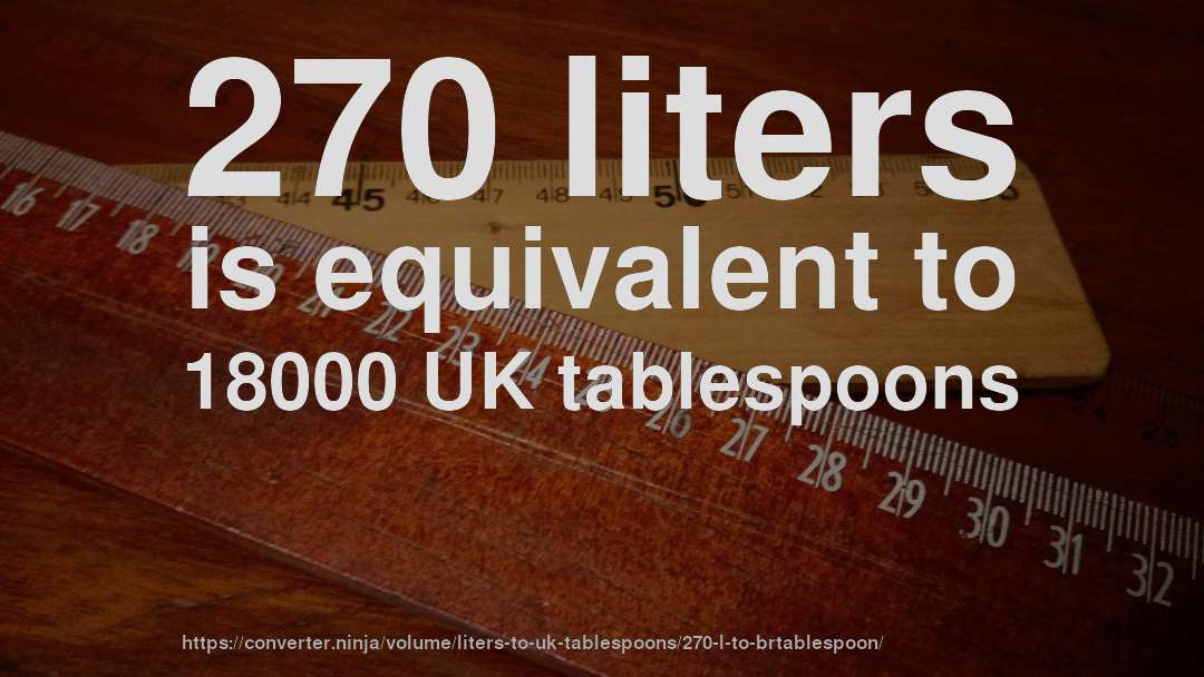 270 liters is equivalent to 18000 UK tablespoons