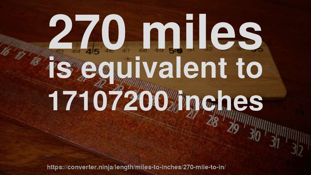 270 miles is equivalent to 17107200 inches