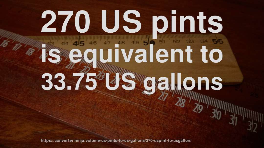270 US pints is equivalent to 33.75 US gallons