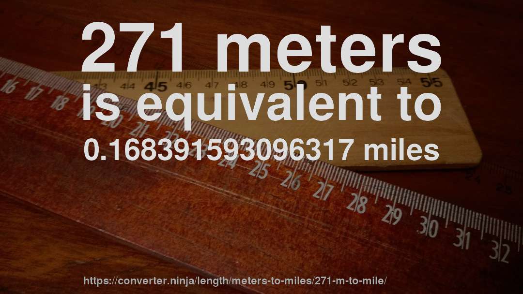 271 meters is equivalent to 0.168391593096317 miles