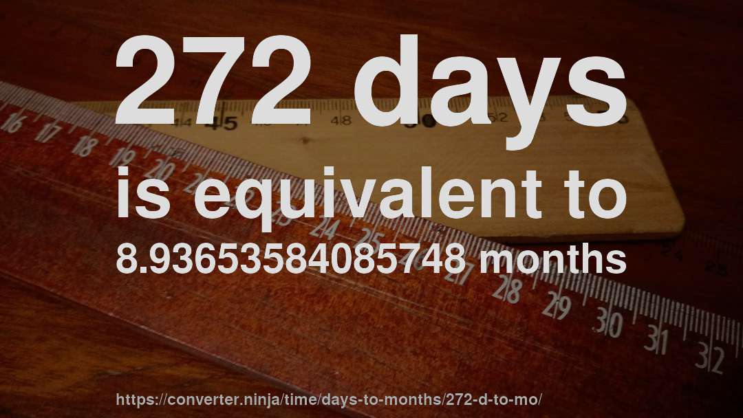 272 days is equivalent to 8.93653584085748 months