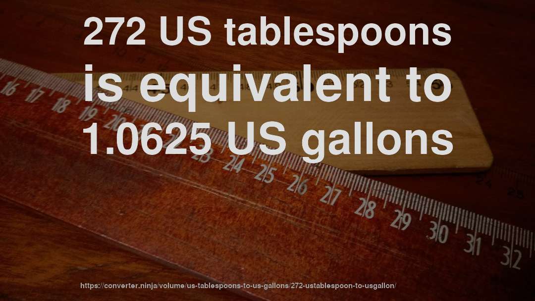 272 US tablespoons is equivalent to 1.0625 US gallons