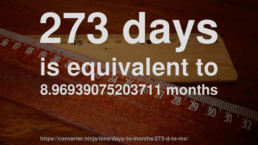 273 days is equivalent to 8.96939075203711 months