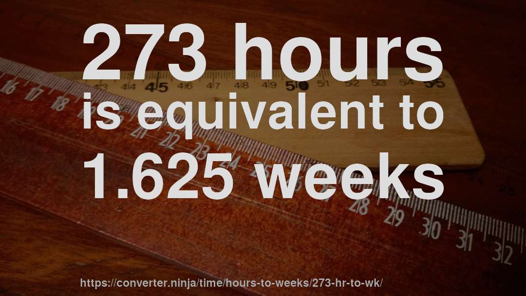 273 hours is equivalent to 1.625 weeks