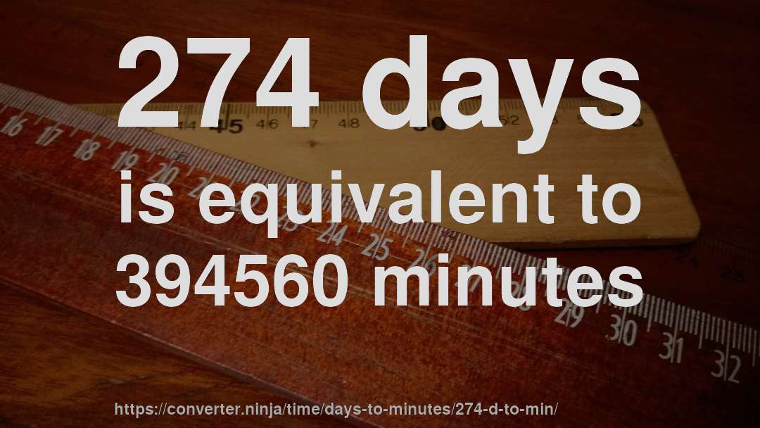 274 days is equivalent to 394560 minutes