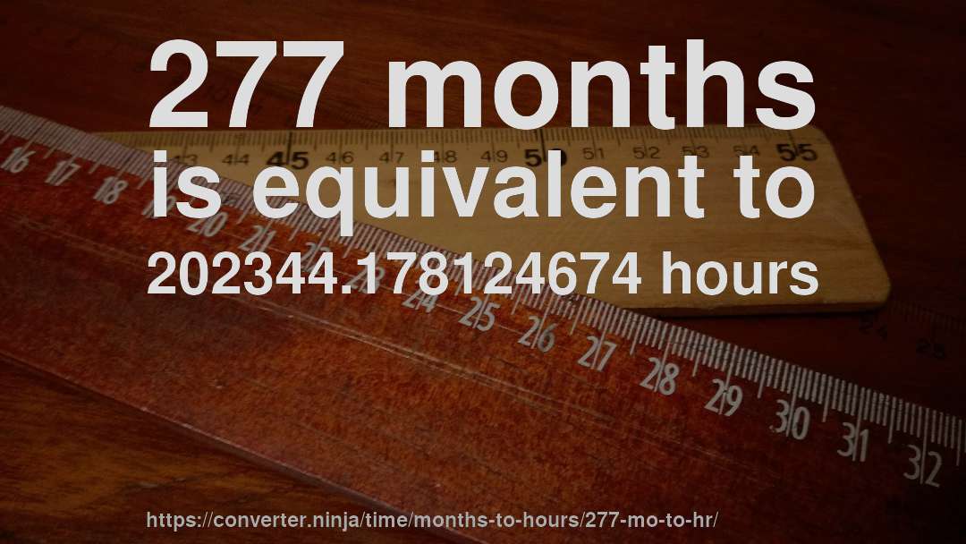 277 months is equivalent to 202344.178124674 hours