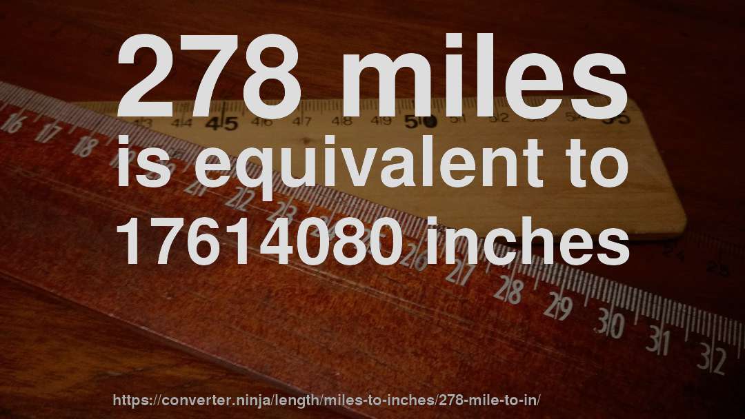278 miles is equivalent to 17614080 inches
