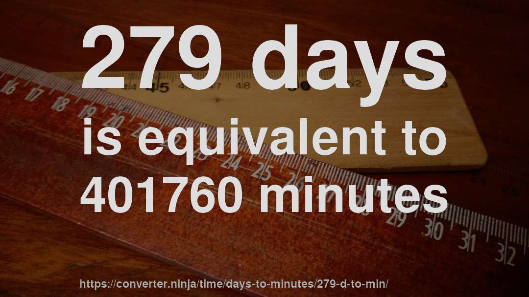 279 days is equivalent to 401760 minutes
