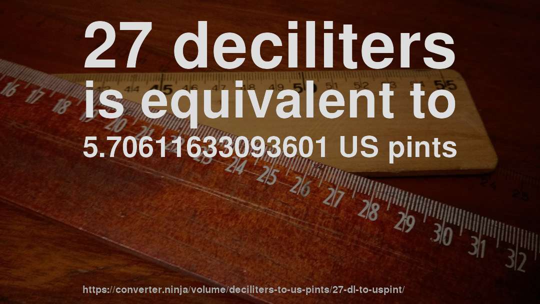 27 deciliters is equivalent to 5.70611633093601 US pints
