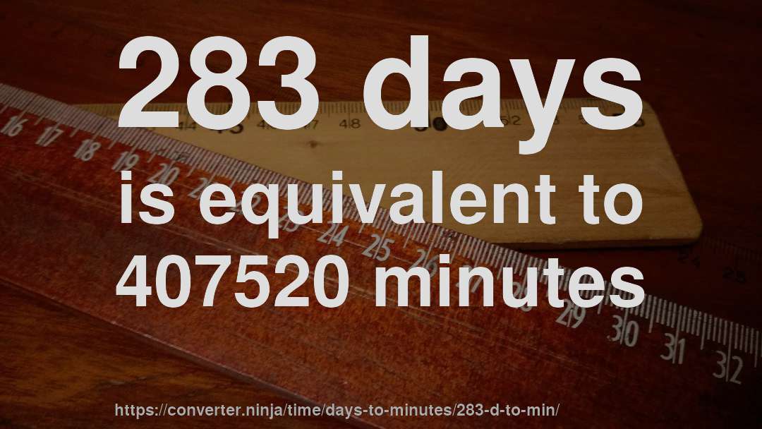 283 days is equivalent to 407520 minutes