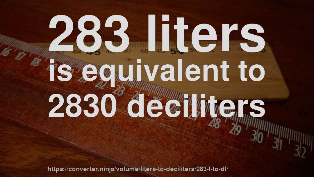 283 liters is equivalent to 2830 deciliters