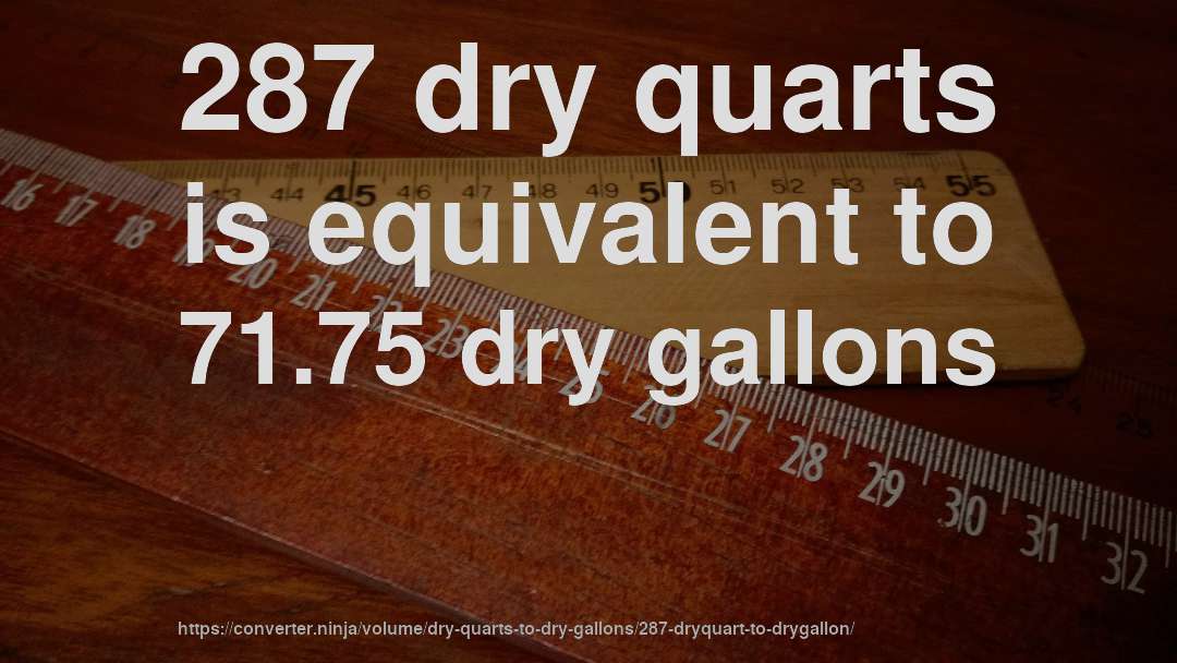 287 dry quarts is equivalent to 71.75 dry gallons