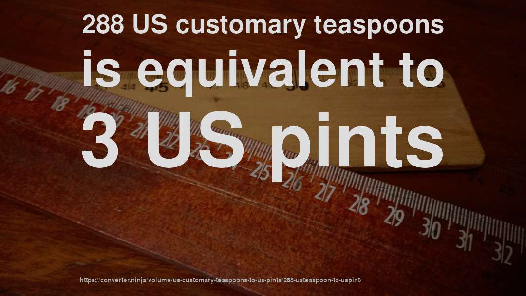 288 US customary teaspoons is equivalent to 3 US pints