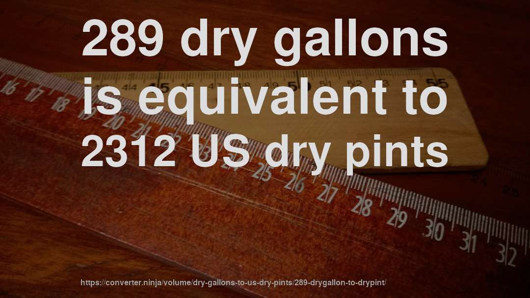 289 dry gallons is equivalent to 2312 US dry pints
