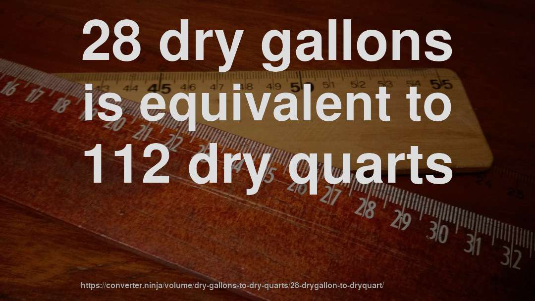 28 dry gallons is equivalent to 112 dry quarts