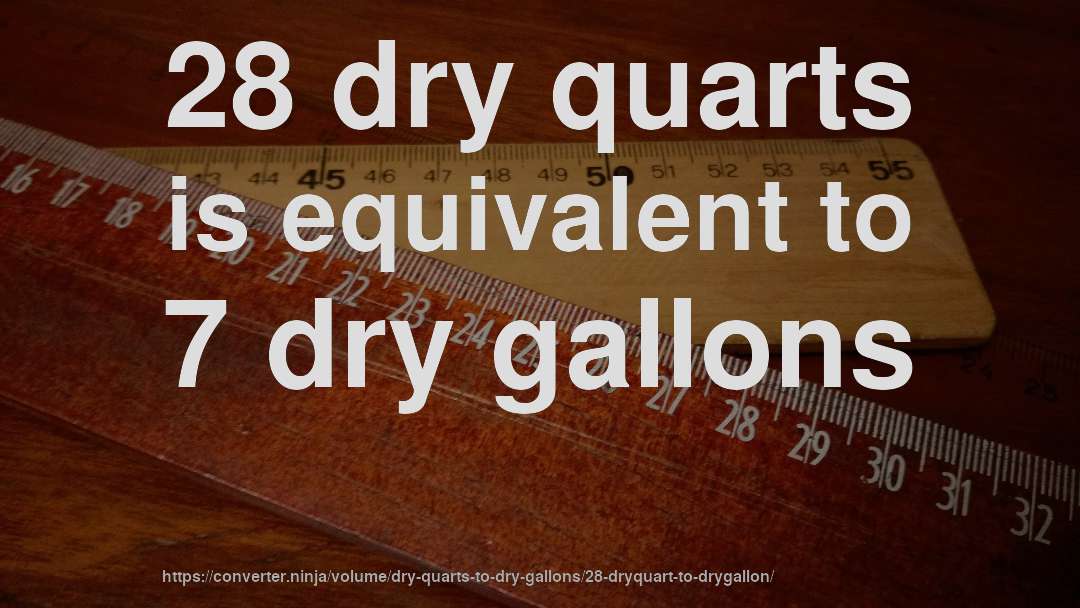 28 dry quarts is equivalent to 7 dry gallons
