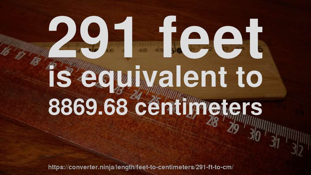 291 feet is equivalent to 8869.68 centimeters