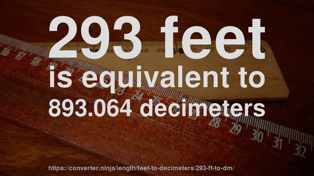 293 feet is equivalent to 893.064 decimeters