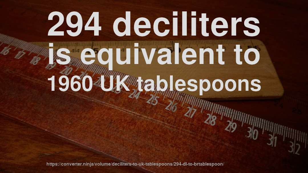 294 deciliters is equivalent to 1960 UK tablespoons